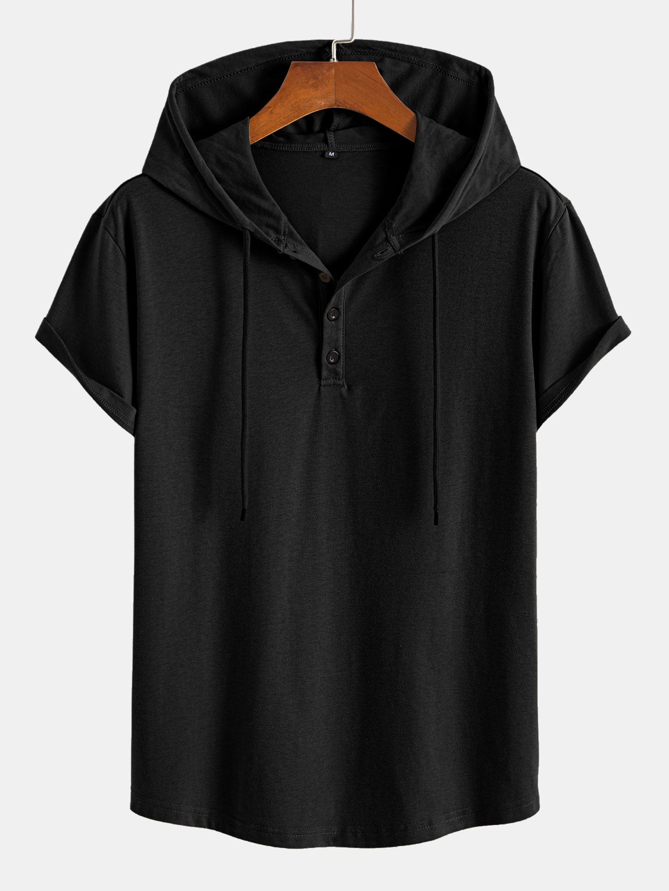 Celestino® | Short Sleeve Henley Hooded T-Shirt