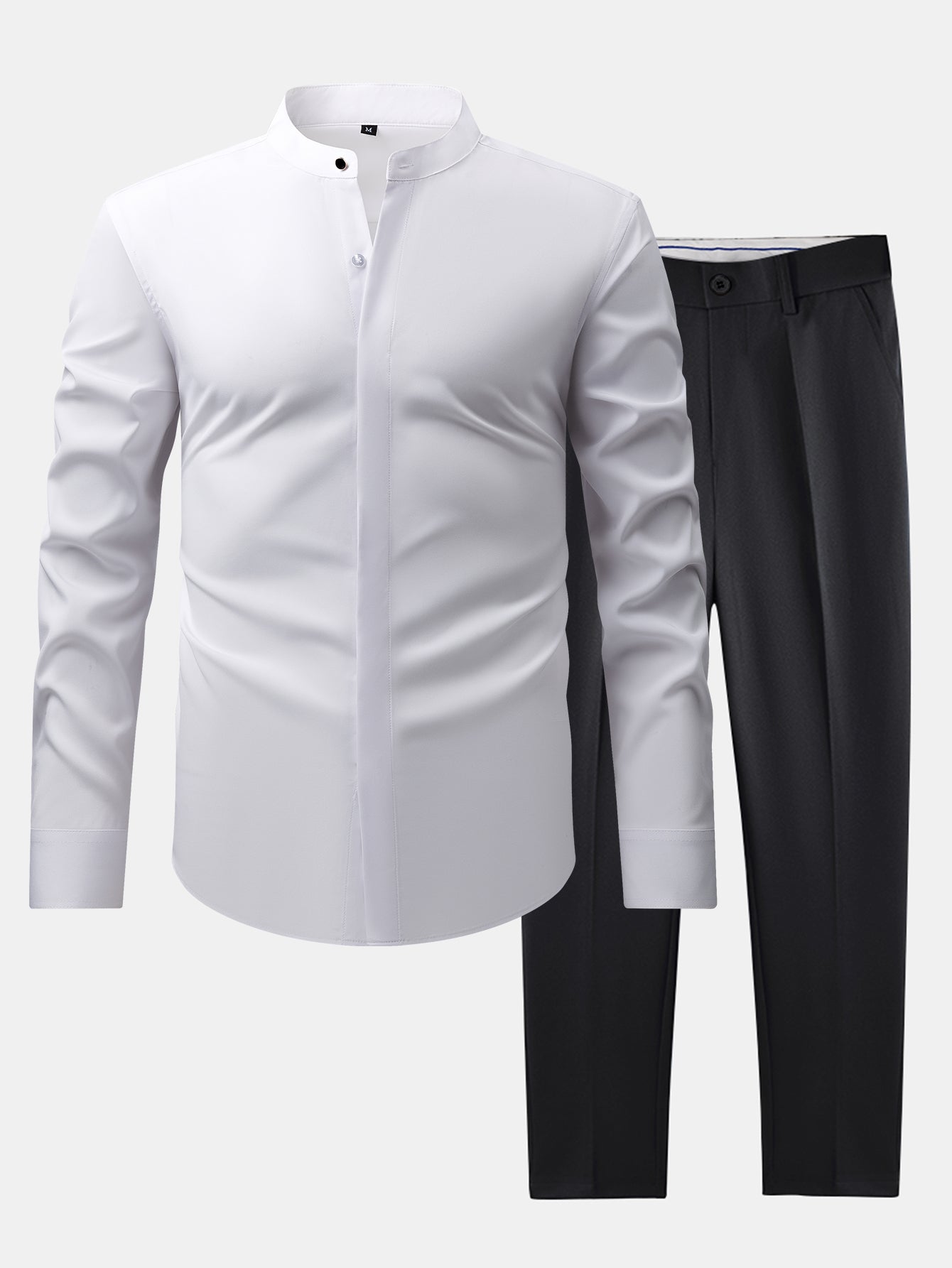 hola HIGH NECK SHIRT & SLIM FIT FLARED LEG PANTS