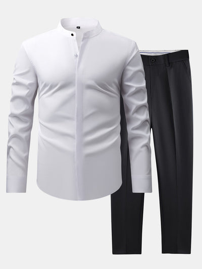hola HIGH NECK SHIRT & SLIM FIT FLARED LEG PANTS