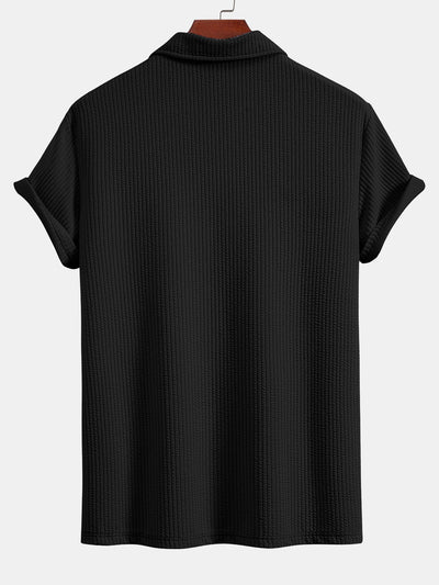 Esau® | Short Sleeved V-Neck Ribbed Polo & Straight Leg Ribbed Pants
