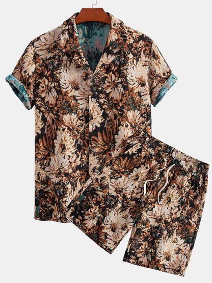 Adeimantos® | Painted Floral Jacquard Cuban Shirt & Shorts