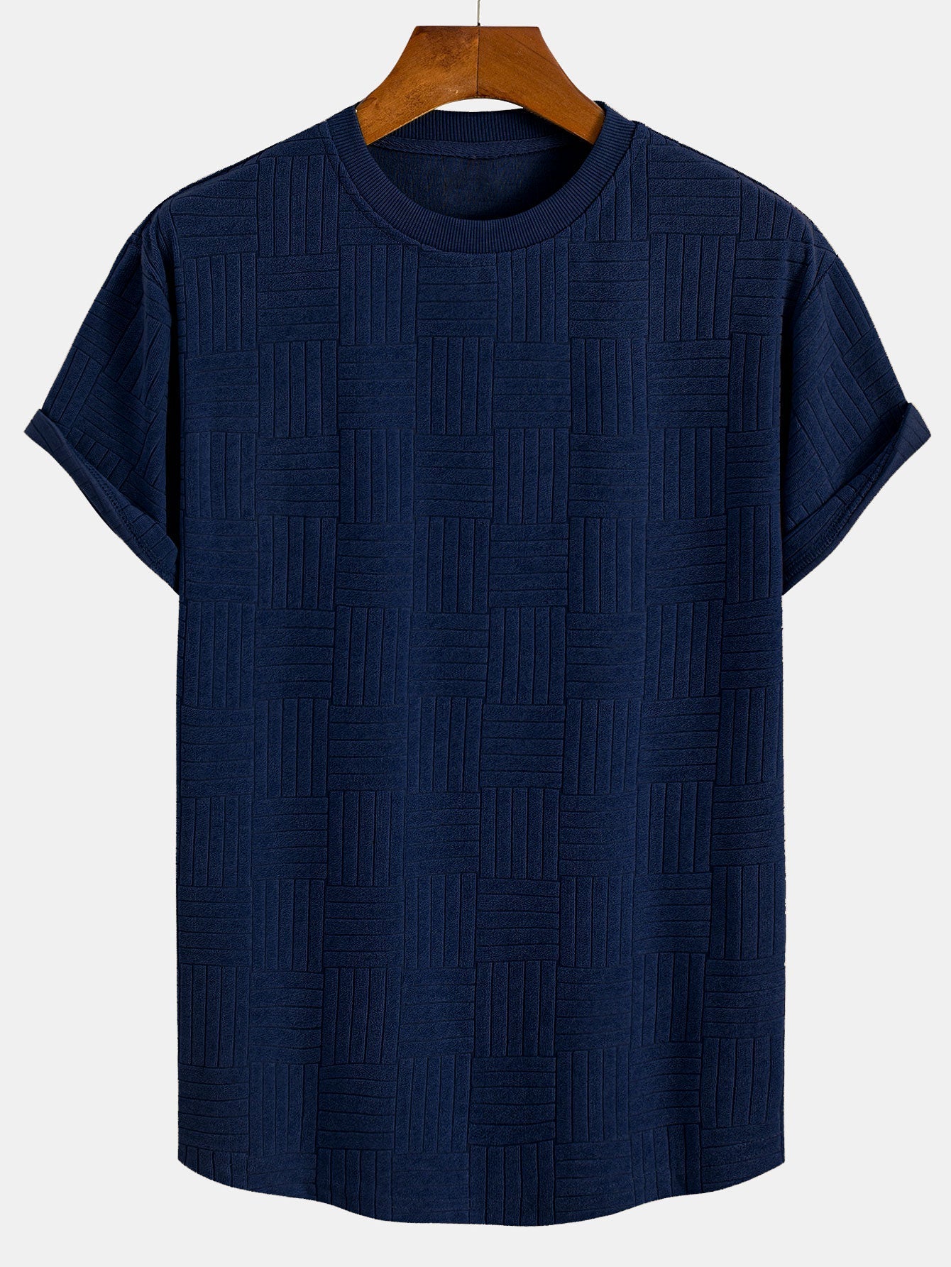 Edilberto® | Striped Towelling Texture Arc Hem T-Shirt & Shorts