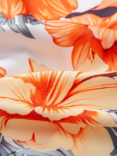 Kirk® | Tropical Flowers Print Button Up Shirt & Drawstring Swim Shorts