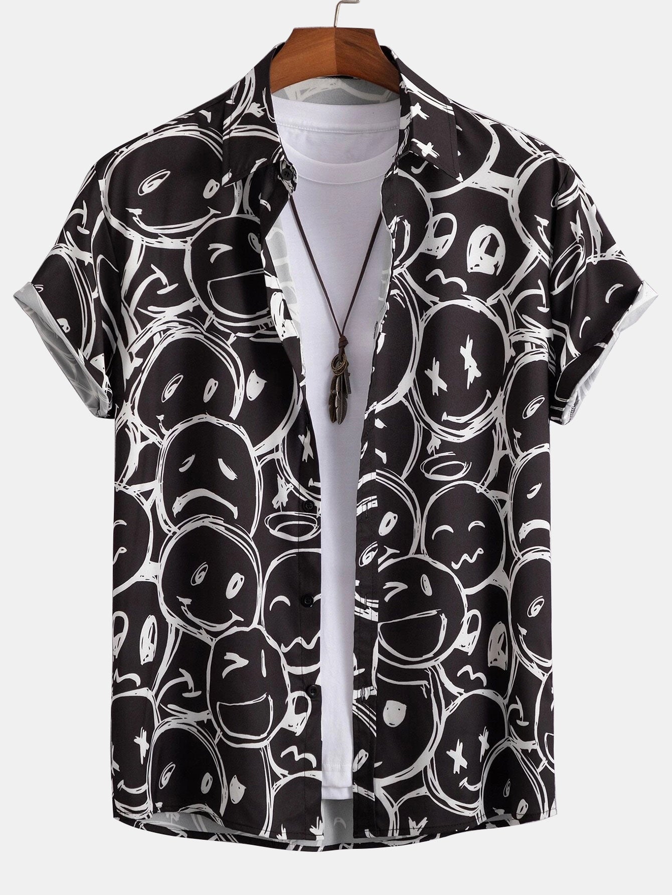 Alphonso® | Smiley Print Button Up Shirt