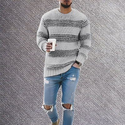 Duniel | Egon – Warm knitted sweater with stripes