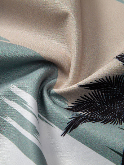Edward® | Palm Tree Color Block Print Button Up Shirt & Swim Shorts