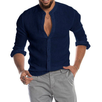 Julian® | Long-Sleeved, Loose Men'S Shirt With Stand-Up Collar Made Of Linen