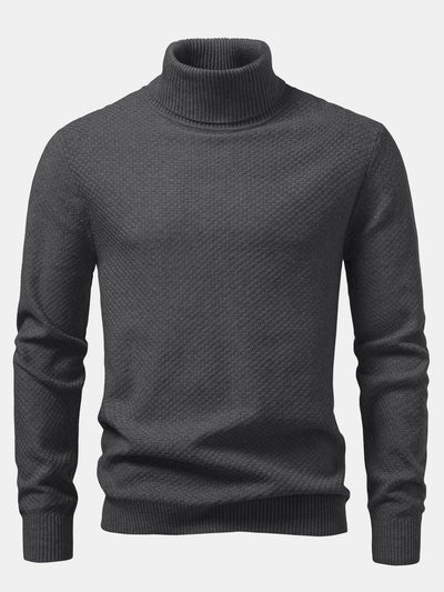 Amaro® | Checkerboard Textured Turtle Neck Sweater