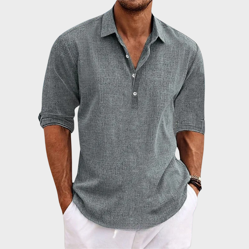 Kemen® | Casual Shirt In Cotton And Linen With Long Sleeves