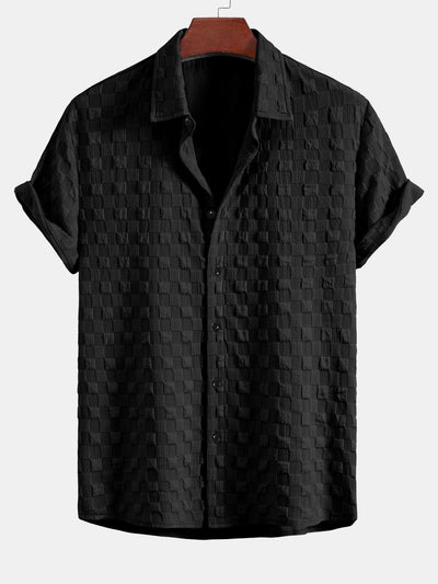 Demetrio® | Checkerboard Textured Button Up Shirt