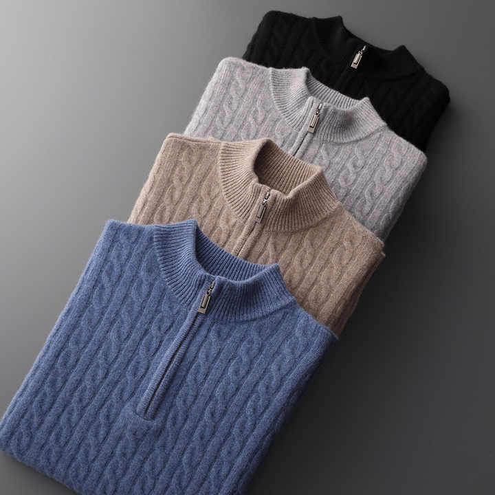Emmett | Deneb Cashmere Woven Half Zip