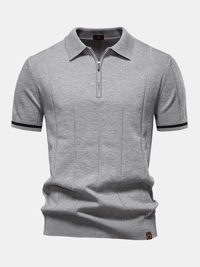 Grayson | Contrast Trim Zipper Knit Polo Shirt