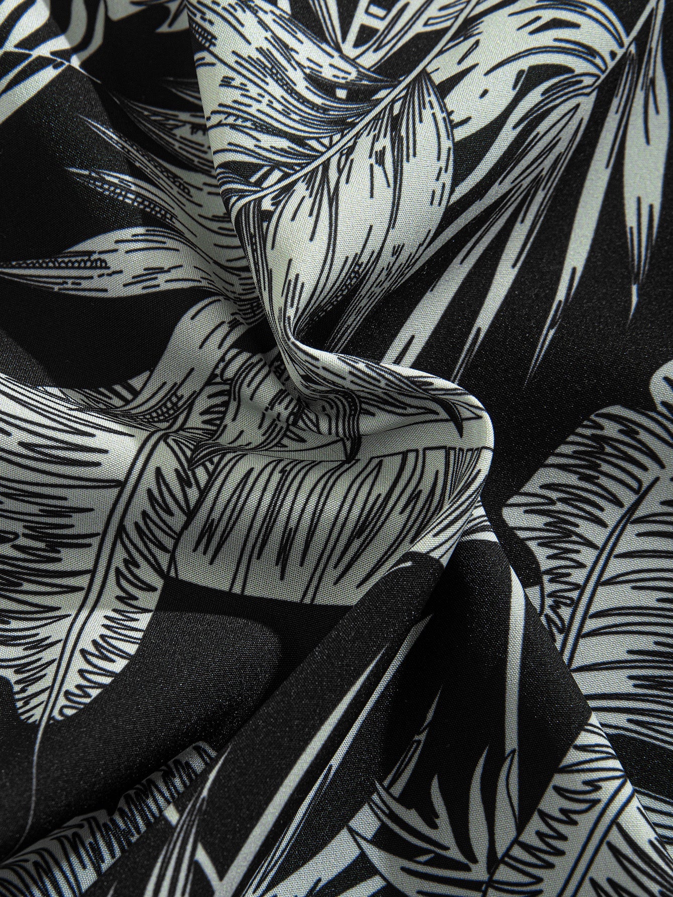 Luca® | Tropical Plants Print Button Up Shirt & Drawstring Swim Shorts