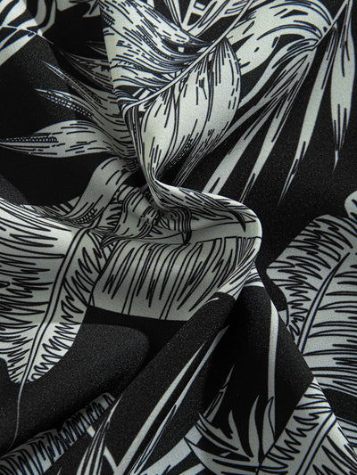 Luca® | Tropical Plants Print Button Up Shirt & Drawstring Swim Shorts