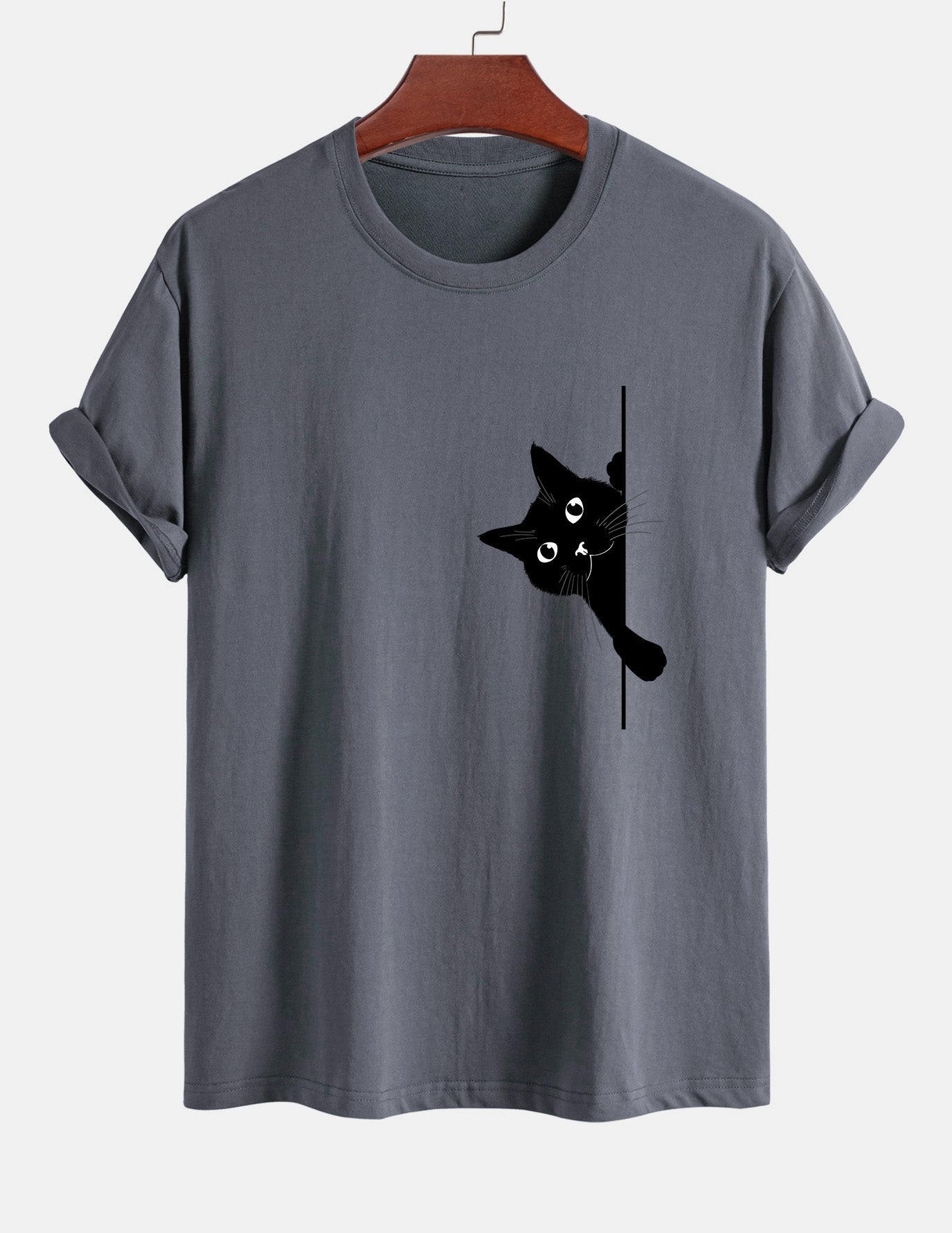Ulises® | Black Cat Print Cotton T-Shirt