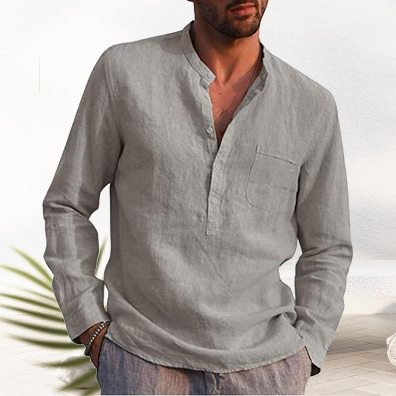 Crispin® | Men'S Linen Shirt With V-Neck
