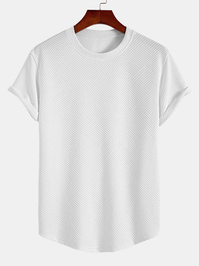 Zacarías® | Short Sleeve Stripe Jacquard Arc Hem T-Shirt