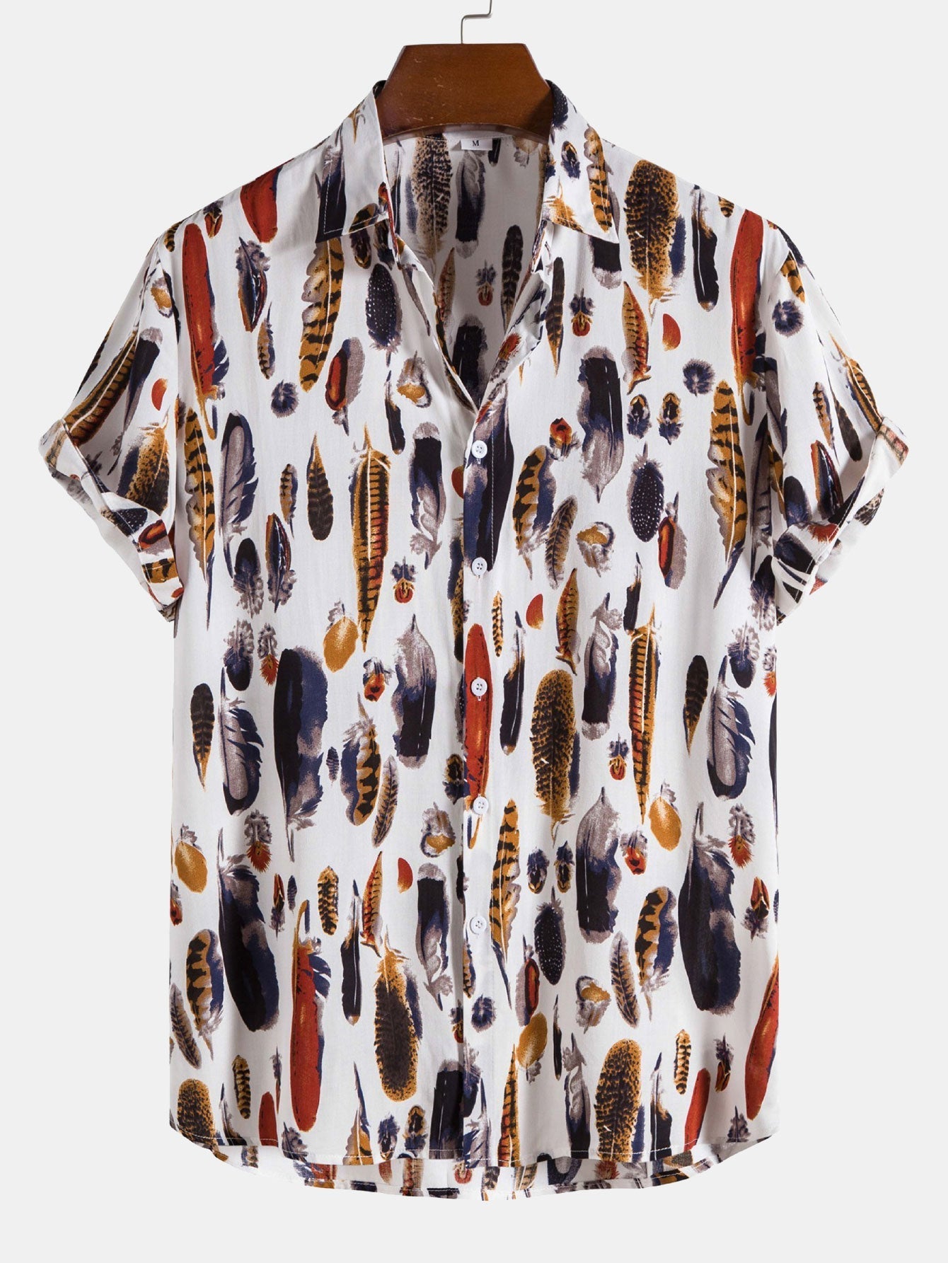 Andrey® | Feather Print Button Up Shirt