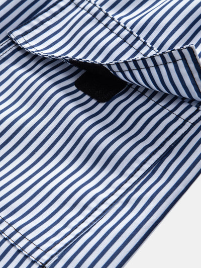 Desmond® | Palm Tree Print Button Up Shirt & Stripe Print Swim Shorts