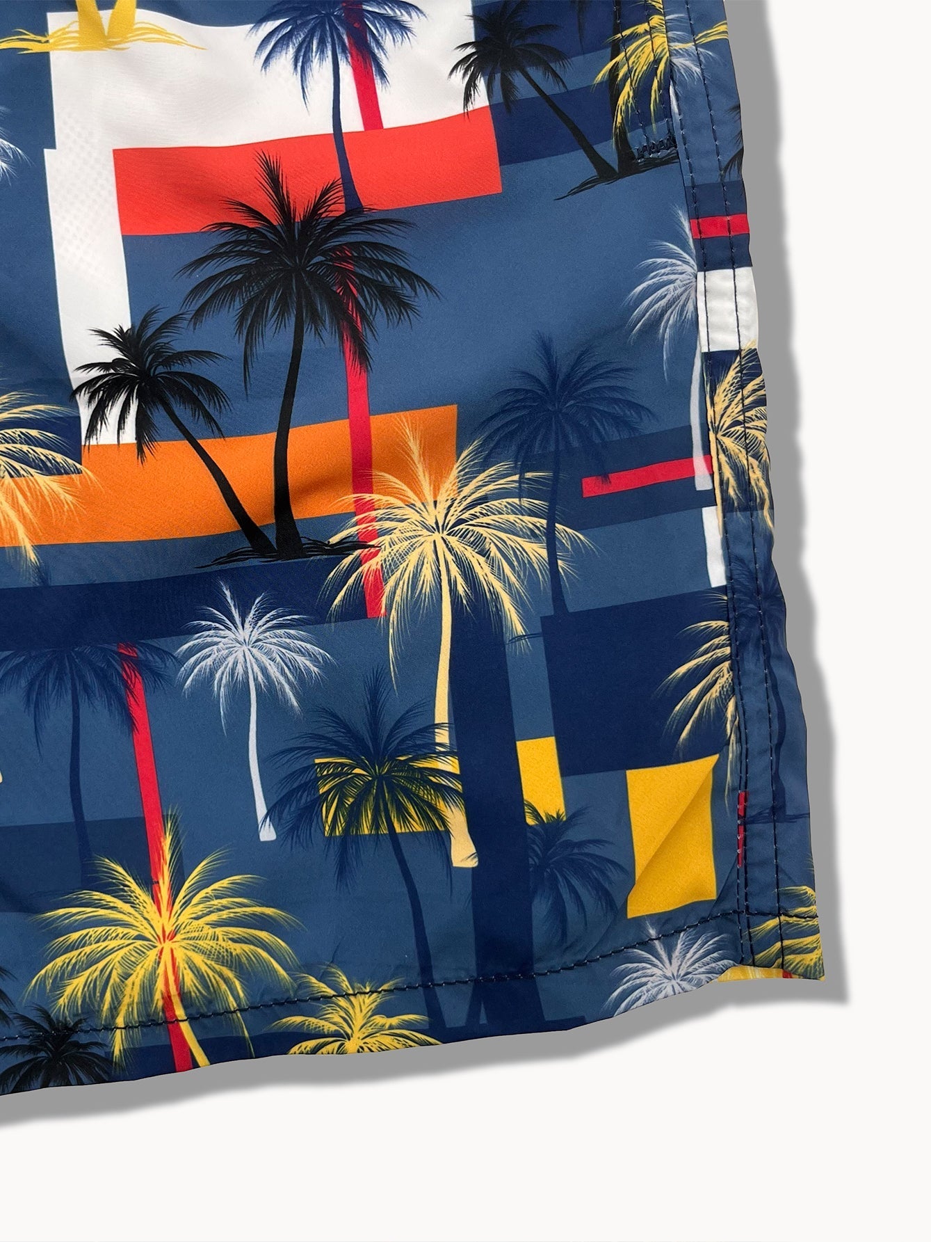 Bráulio® | Palm Tree Color Block Print Swim Shorts