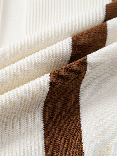 Daniel | Stripe Geometric Jacquard Knitted Polo Shirt