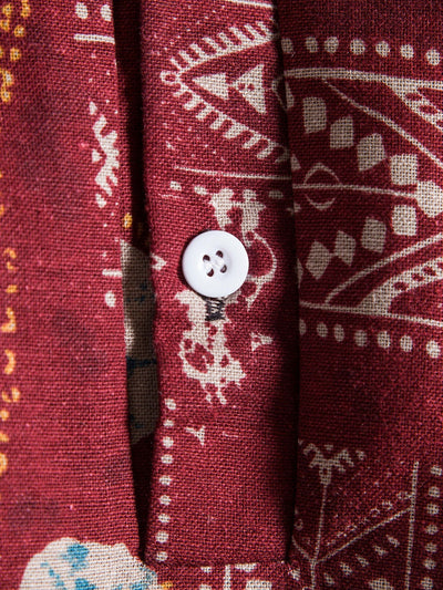 Maxwell® | Tribal Geometric Print Henry Collar Shirt