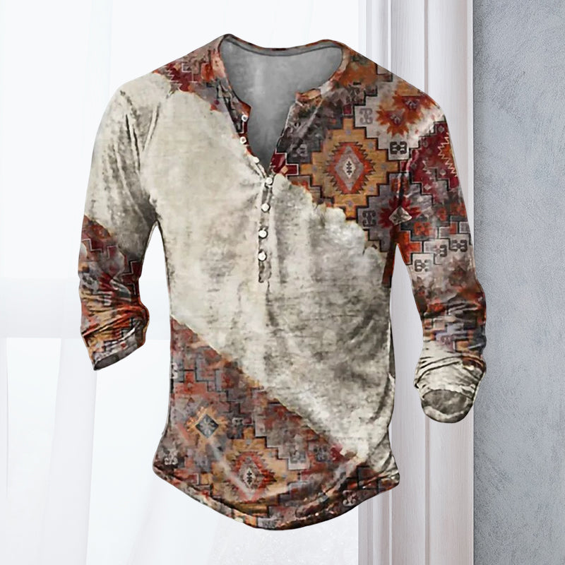 Jon® | Men'S Casual Long-Sleeved V-Neck Printed T-Shirt