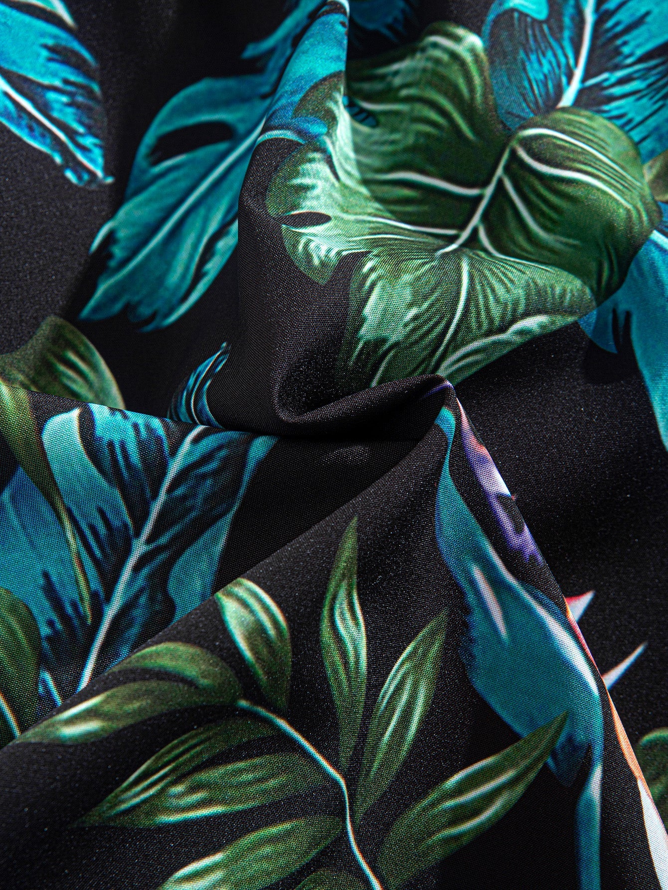 Layton® | Tropical Plants Print Button Up Shirt & Drawstring Swim Shorts