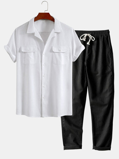 Cuno® | Linen Cuban Shirt With Pockets & Straight Leg Linen Pants