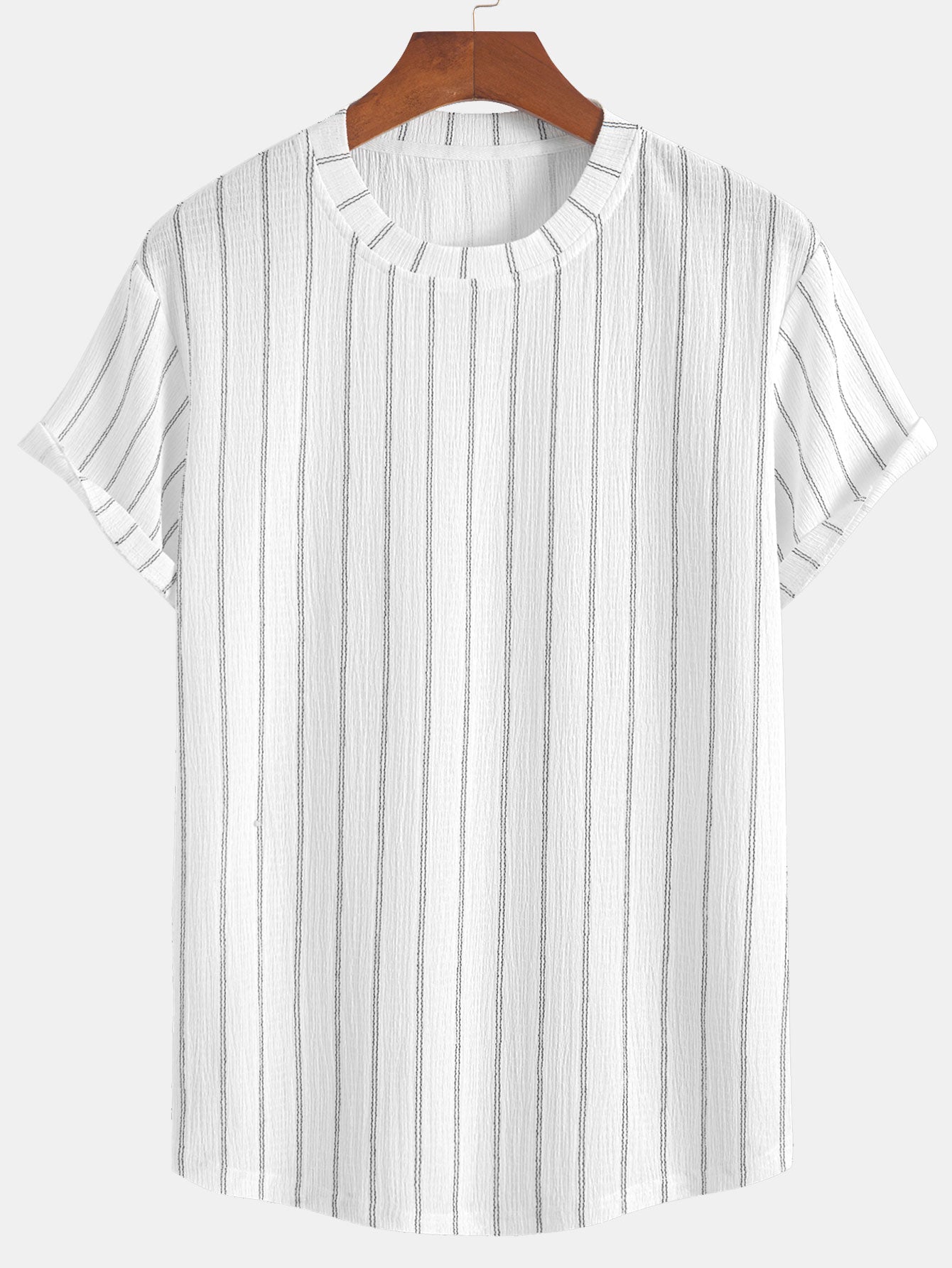 Cipriano® | Stripe Textured Arc Hem T-Shirt