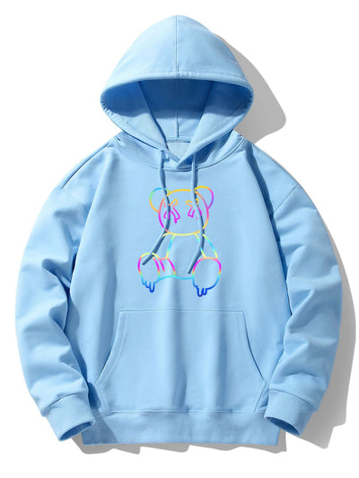 Xavier | Gradient Dissolving Bear Print Drop Shoulder Relaxed Hoodie