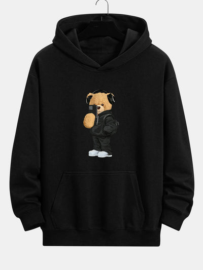Henry | Fashion Bear Taking Photo Print Relax Fit Hoodie