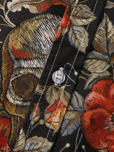 Alain® | Rose Skull Print Button Up Shirt