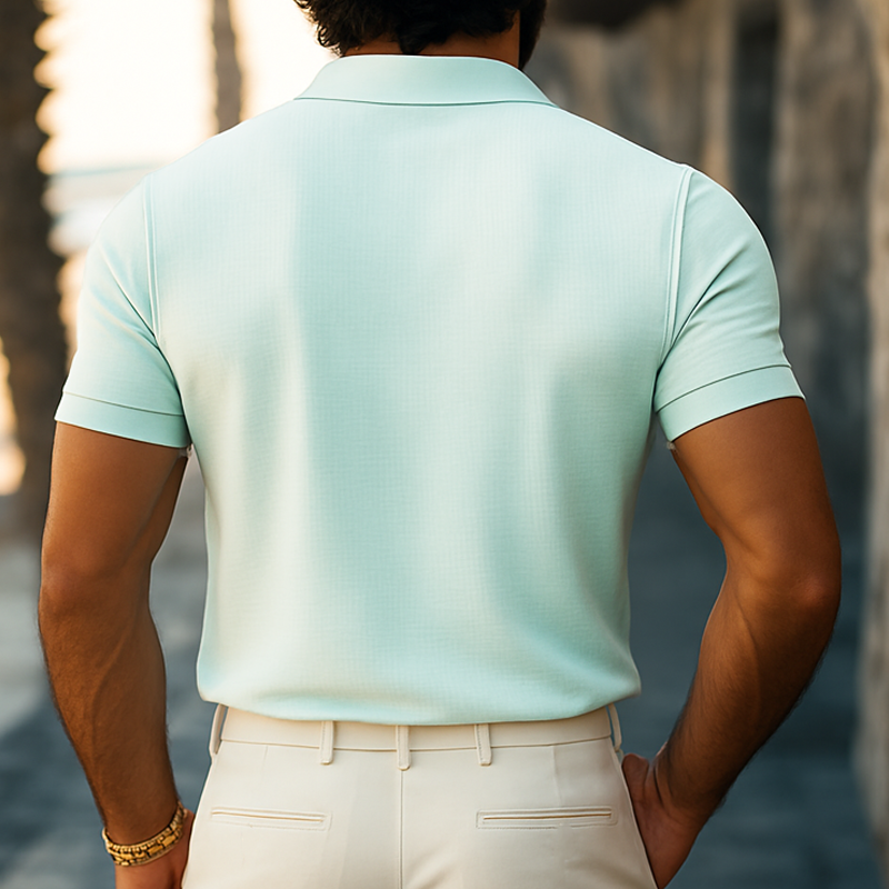 Marc | Men'S Summer Basic Polo Collar Textured Short-Sleeved T-Shirt