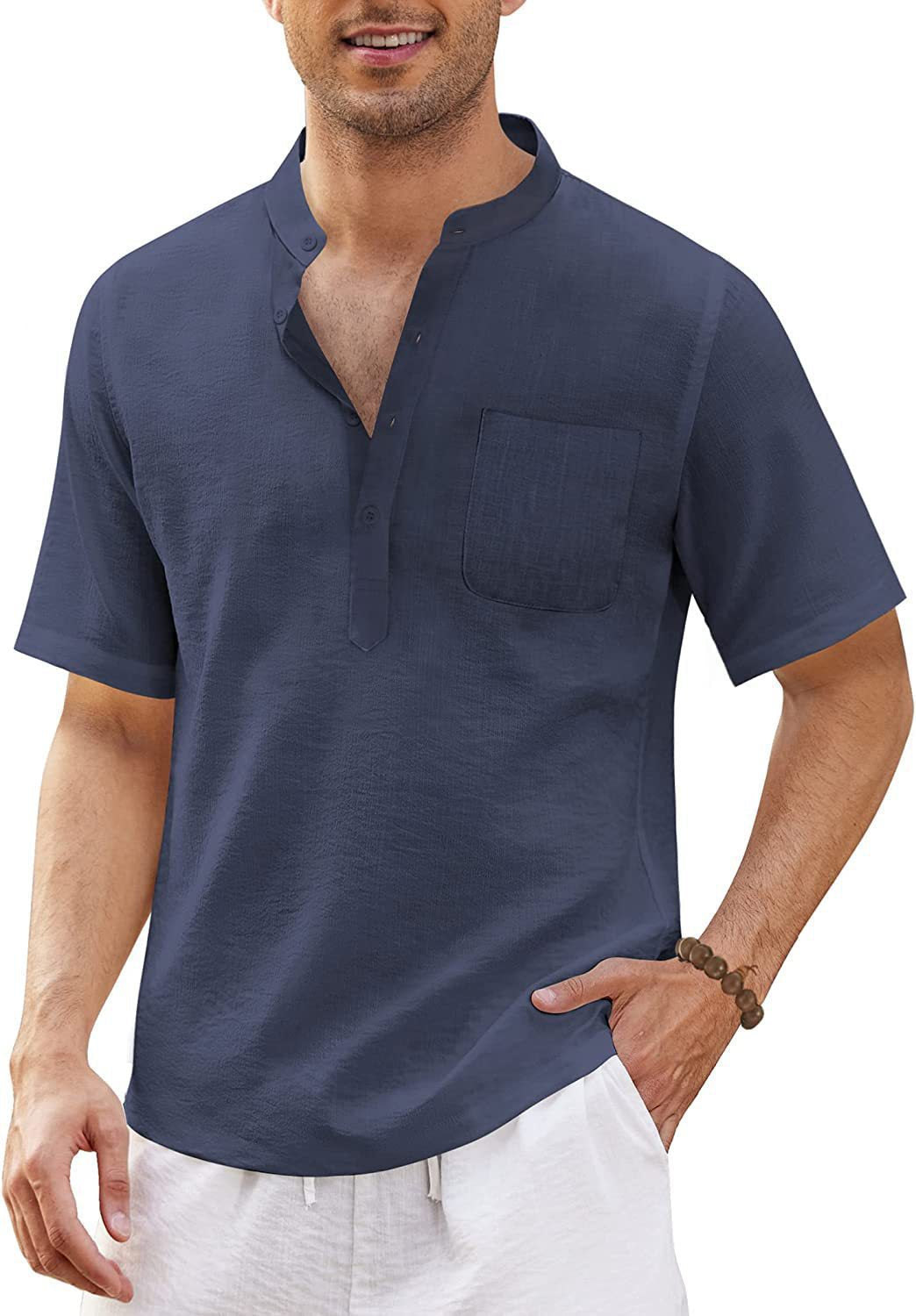 Justinian® | Plain Men'S Shirt With Stand-Up Collar
