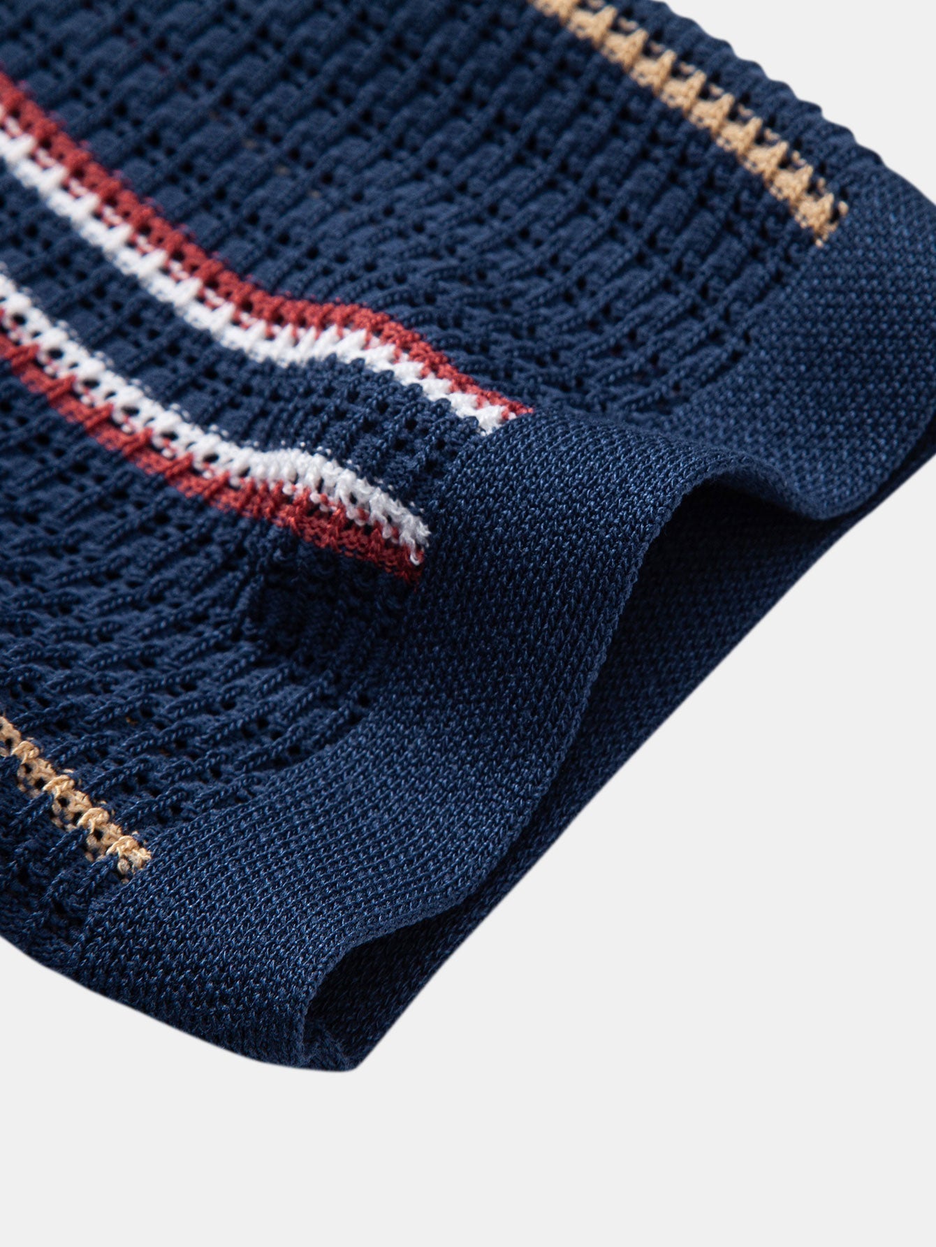 hola CROCHET STRIPED SHIRT WITH BUTTONS & STRAIGHT LEG LINEN PANTS