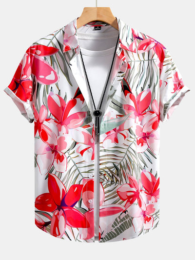 Christian® | Flower Plants Print Button Up Shirt & Swim Shorts