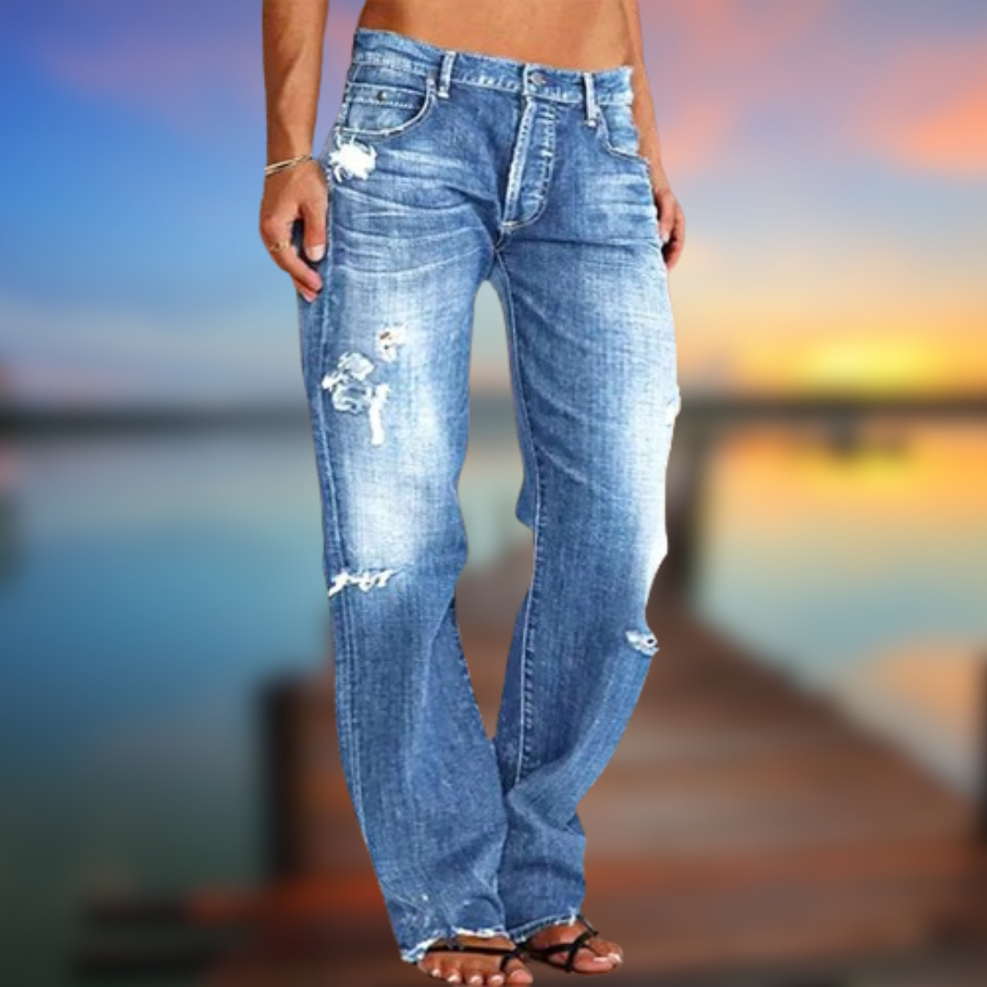 Ernesto® | Women's Casual Jeans With Tear