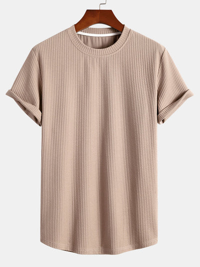 Albano® | Muscle Fit Ribbed Arc Hem T-Shirt