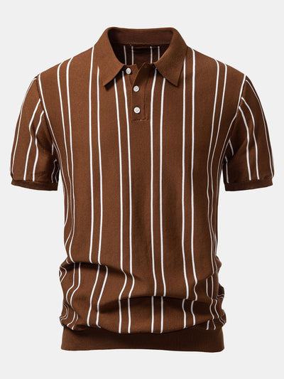 Matthew | Striped Knitted Polo Shirt