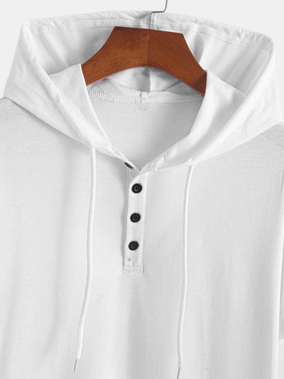 Celestino® | Short Sleeve Henley Hooded T-Shirt