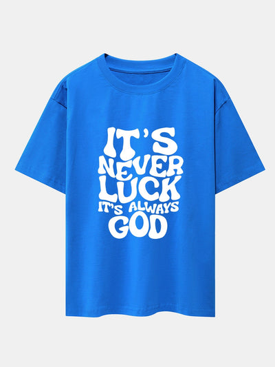 Dolores® | God Slogan Print Drop Shoulder Oversize T-Shirt