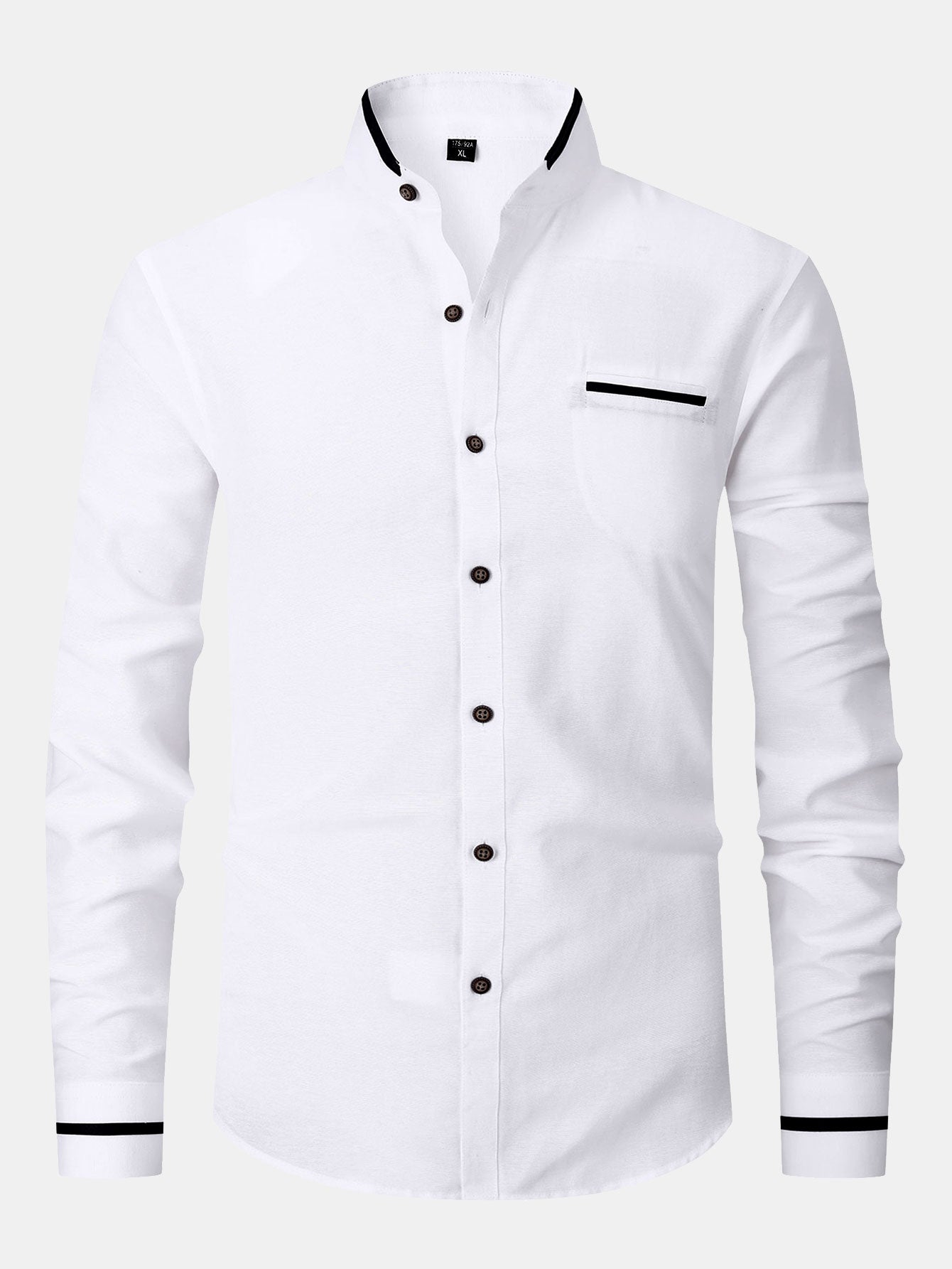 Gabino® | Long Sleeve Contrast Stand Collar Oxford Shirt