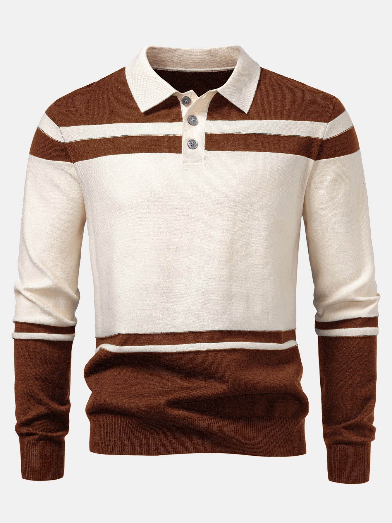 Alonso® | Long Sleeve Color Block Knit Polo Shirt