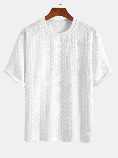 Heraclio® | Relax Fit Mid-Length Sleeve Twist Jacquard T-Shirt & Shorts