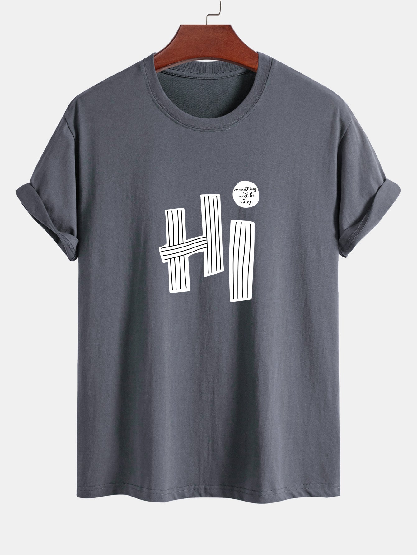 Mercurio® | Hi Slogan Lines Print Cotton T-Shirt