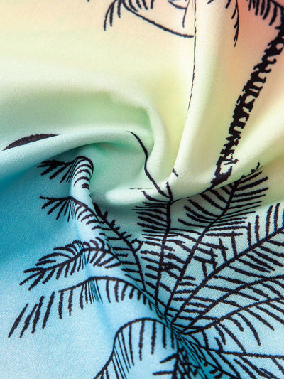 Aristoteles® | Palm Tree Seagull Print Button Up Shirt