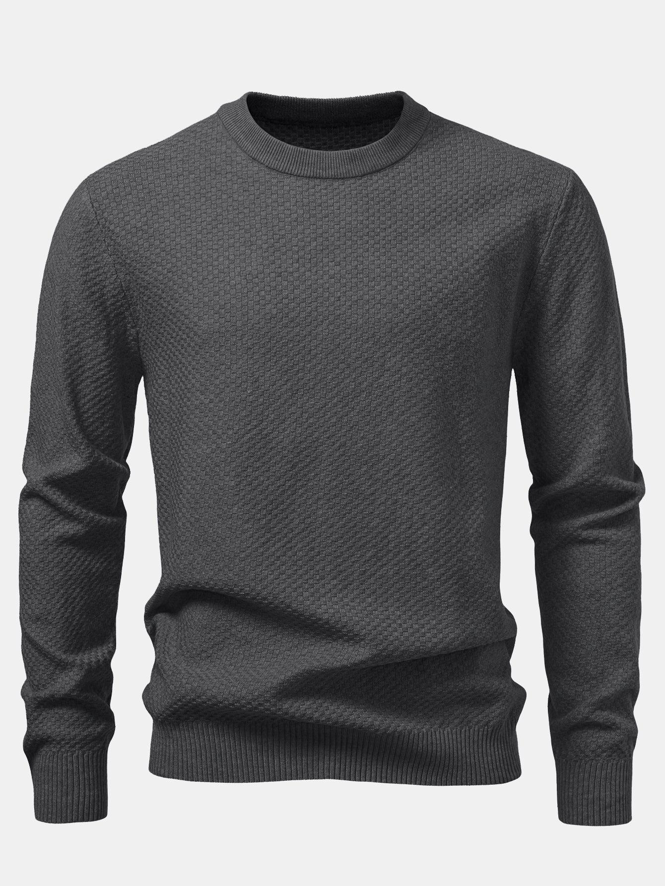 Anselmo® | Checkerboard Textured Crew Neck Sweater