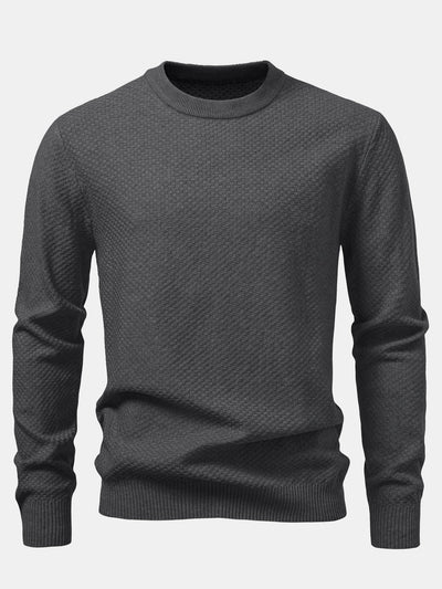 Anselmo® | Checkerboard Textured Crew Neck Sweater