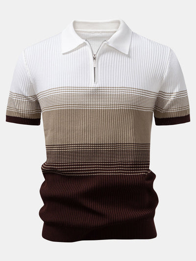Samuel | Striped Gradient Knitted Polo Shirt